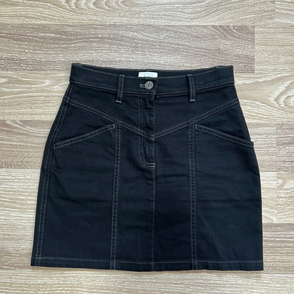 Wilfred Black Denim Mini Skirt